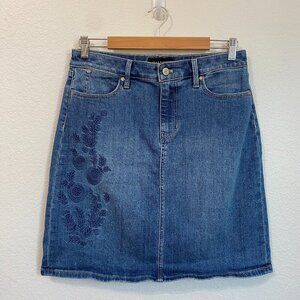 Talbots Embroidered Denim Mini Skirt A Line Size 6